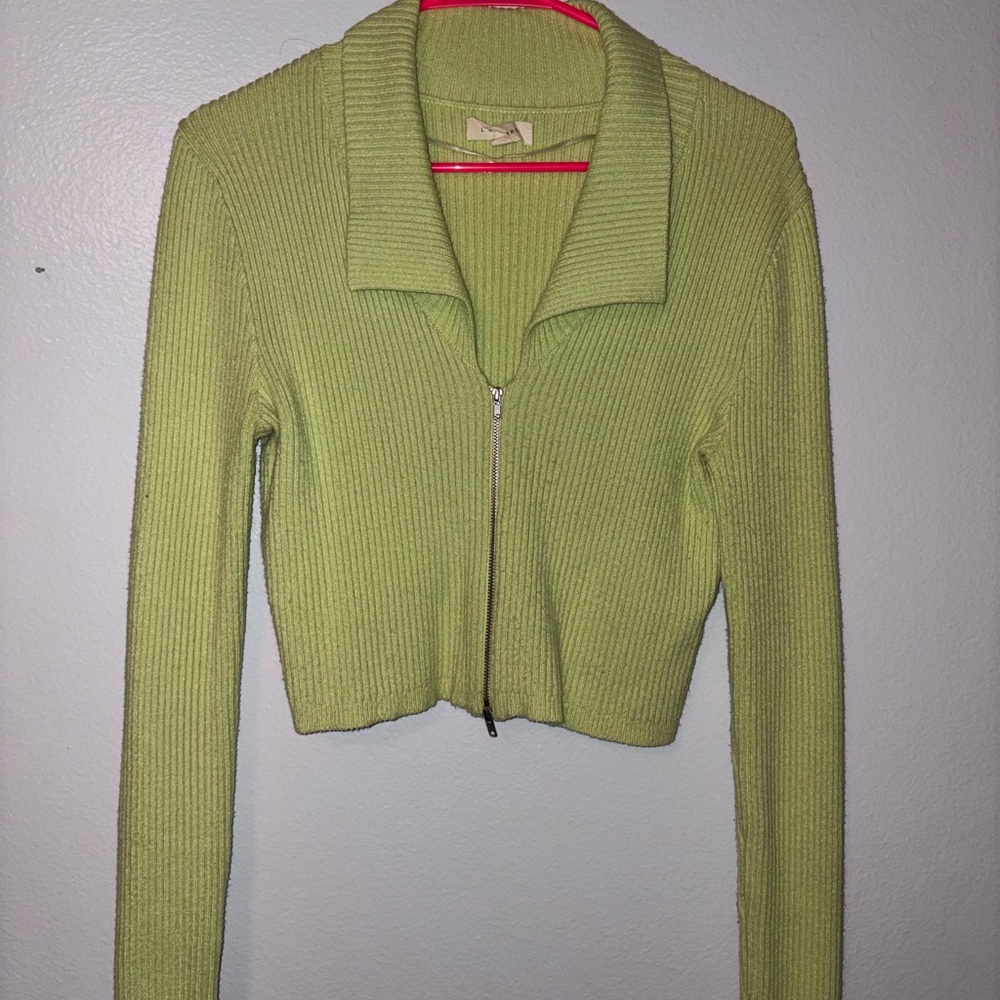 La Hearts Light Green Ribbed Sweater